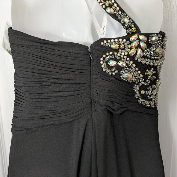 Tiffany Designs Black Rhinestone Sequin Crossover Sleeveless Prom Maxi Dress - 6 - Picture 11 of 16